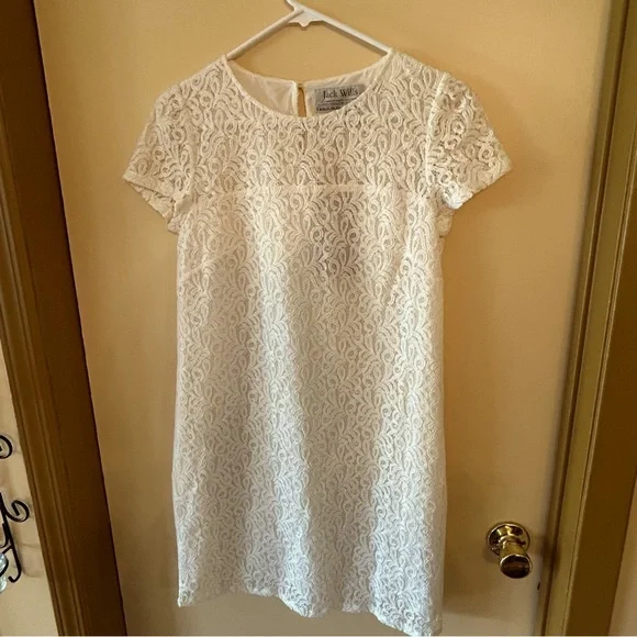 white lace dress with straps Liza Mini Lace Dress in White 12 main image 0
